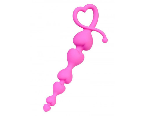 Розовая силиконовая анальная цепочка Sweety - 18,5 см.