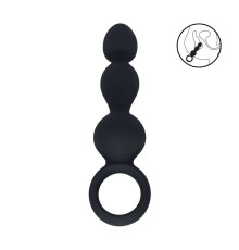 Черная анальная елочка Beaded Silicone Anal Probe with Loop