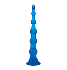 Голубая анальная елочка на присоскеAnal Beads With Suction Base - 21,6 см.