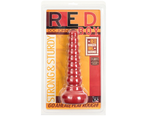 Заказать Ребристая анальная втулка Red Boy Anal Wand Butt Plug - 21,3 см.