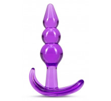 Фиолетовый анальный стимулятор Triple Bead Anal Plug - 9 см.
