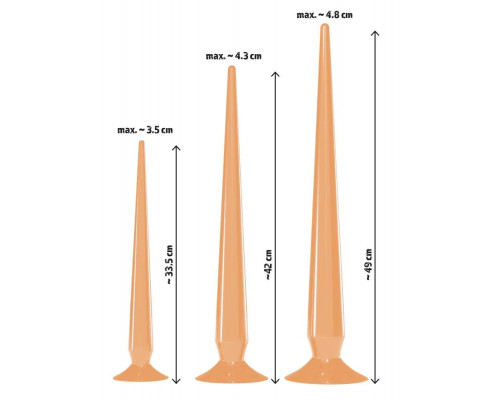Заказать Набор из 3 телесных удлиненных анальных пробок Super Long Flexible Butt Plug Set