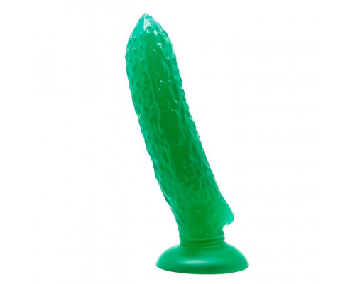 Зеленый стимулятор на присоске в форме огурца Cucumber - 17 см.