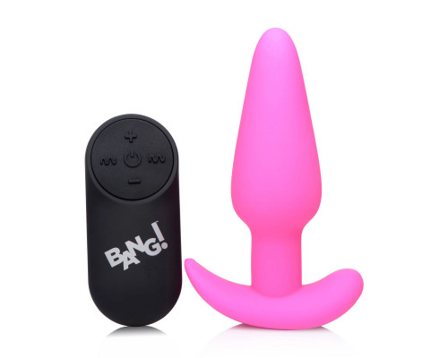 Заказать Розовая анальная вибропробка с пультом ДУ 21X Remote Control Vibrating Silicone Butt Plug - 10,4 см.