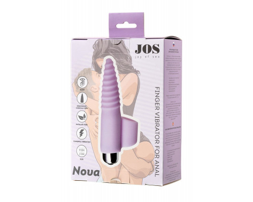 Заказать Нежно-розовая вибронасадка на палец для анальной стимуляции JOS NOVA - 9 см.