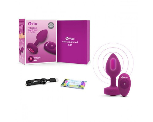 Заказать Ярко-розовая анальная вибровтулка с кристаллом Vibrating Jewel Plug S/M - 10 см.