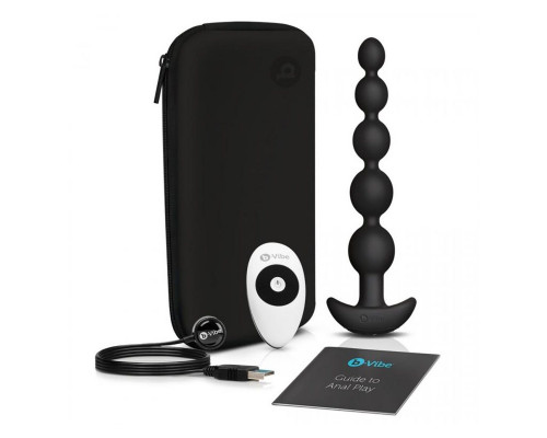 Заказать Черные анальные бусы с 3 моторами B-Vibe Cinco Anal Beads - 20,5 см.