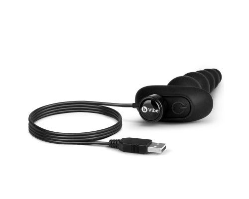 Заказать Черные анальные бусы с 3 моторами B-Vibe Cinco Anal Beads - 20,5 см.