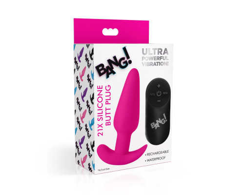 Заказать Розовая анальная вибропробка с пультом ДУ 21X Remote Control Vibrating Silicone Butt Plug - 10,4 см.