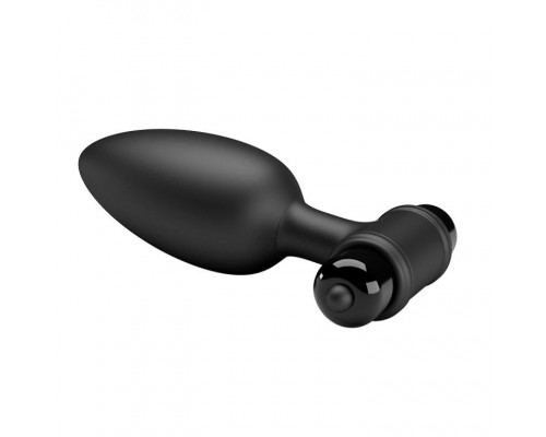 Заказать Черная анальная пробка с вибропулей - 11,8 см.