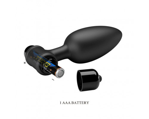 Заказать Черная анальная пробка с вибропулей - 11,8 см.