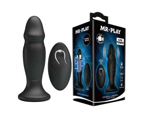 Заказать Черная анальная втулка с 12 режимами вибрации Mr Play - 12,4 см.
