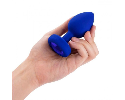 Заказать Синяя вибропробка Vibrating Jewel Plug L/XL - 11 см.