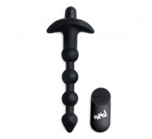 Черные анальные бусы с вибрацией и пультом ДУ 28X Remote Control Vibrating Silicone Anal Beads - 19 см.