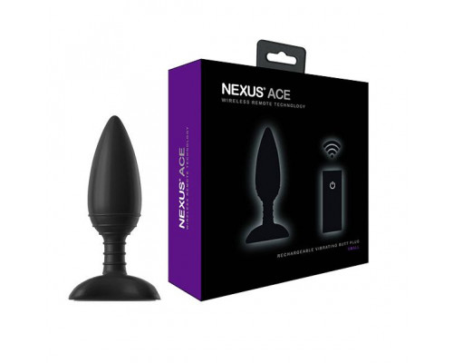 Чёрная вибровтулка NEXUS ACE SMALL с дистанционным управлением - 10 см.