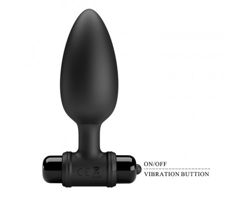 Заказать Черная анальная пробка с вибропулей - 11,8 см.