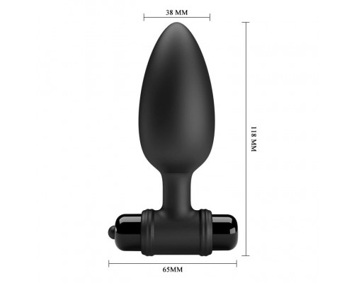 Заказать Черная анальная пробка с вибропулей - 11,8 см.