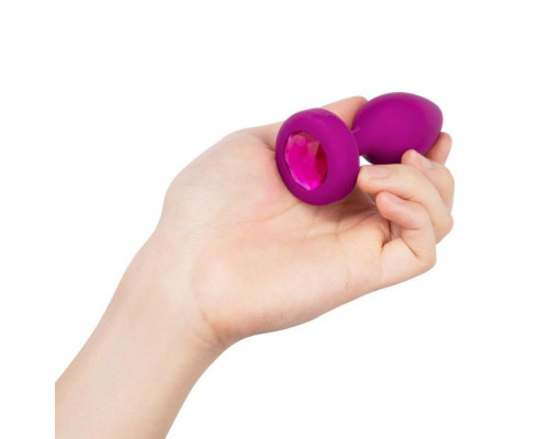 Заказать Ярко-розовая анальная вибровтулка с кристаллом Vibrating Jewel Plug S/M - 10 см.