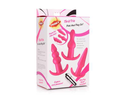 Заказать Набор из 3 розовых анальных пробок с вибропулей Thrill Trio Anal Plug Set