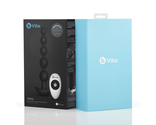 Заказать Черные анальные бусы с 3 моторами B-Vibe Cinco Anal Beads - 20,5 см.