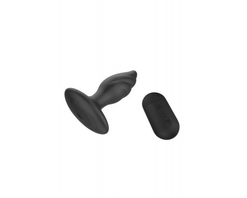 Черная анальная вибропробка Angelina Remote Rotating Plug - 14 см.