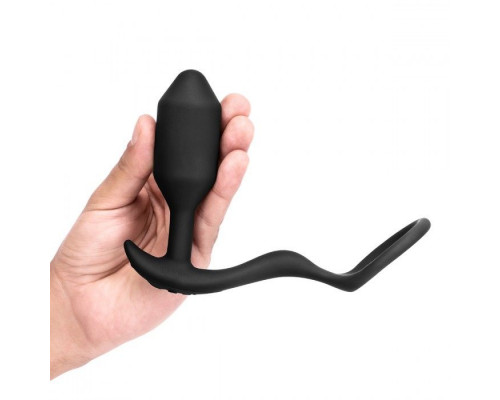 Заказать Черная анальная вибропробка с эрекционным кольцом Vibrating Snug   Tug M