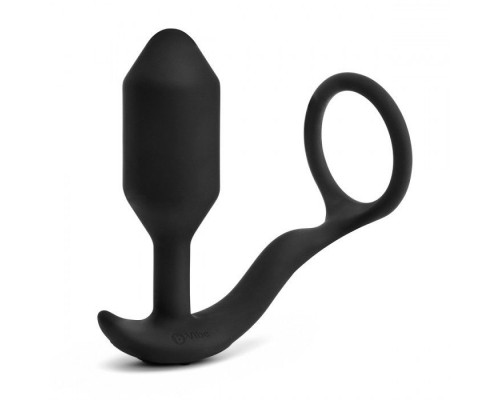 Заказать Черная анальная вибропробка с эрекционным кольцом Vibrating Snug   Tug M
