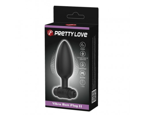 Заказать Черная анальная пробка с вибропулей - 11,8 см.