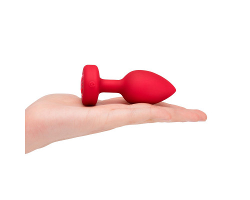 Заказать Красный анальный плаг с кристаллом-сердцем Vibrating Heart Shape Jewel Plug M-L