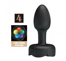 Черная анальная вибропробка с подсветкой Olman - 8,8 см.