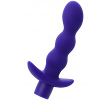 Синий анальный вибратор с загнутой головкой ADORE - 15 см.