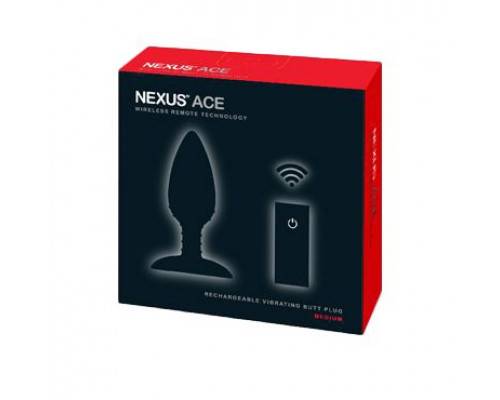 Чёрная вибровтулка NEXUS ACE MEDIUM с дистанционным управлением - 12 см.