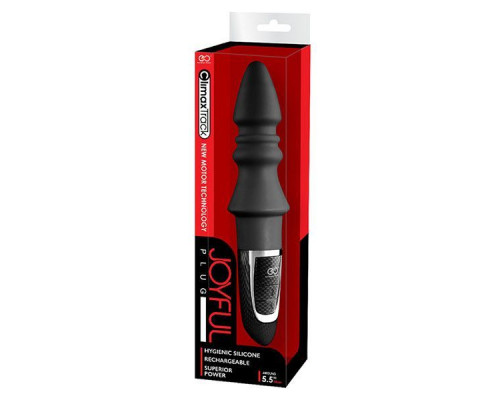Заказать Черный конический анальный вибромассажер-ёлочка JOYFUL PLUG VIBRATOR 5.5INCH - 14 см.