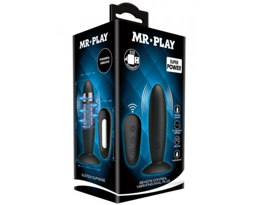 Заказать Черная анальная вибропробка Mr.Play с пультом - 11 см.