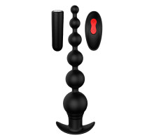Черный анальный вибромассажер REMOTE GRADUATING BEADS - 20,7 см.