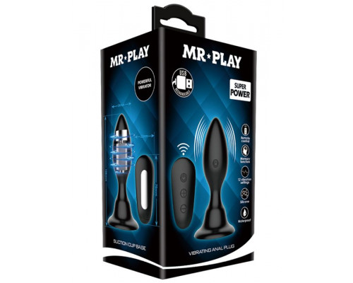 Заказать Черная анальная вибропробка с пультом Mr.Play - 10,8 см.
