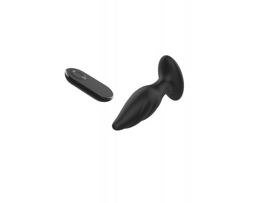 Черная анальная вибропробка Angelina Remote Rotating Plug - 14 см.