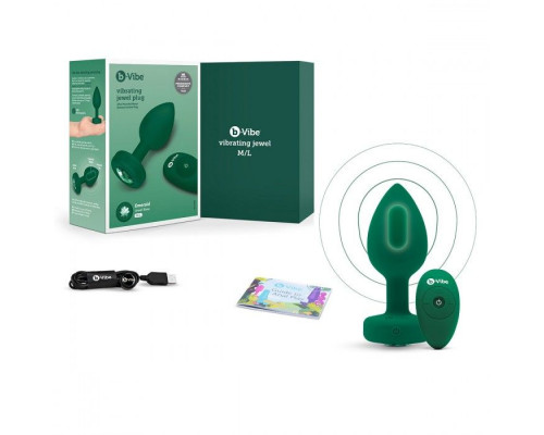 Заказать Зеленая анальная вибровтулка с кристаллом Vibrating Jewel Plug M/L - 10,5 см.
