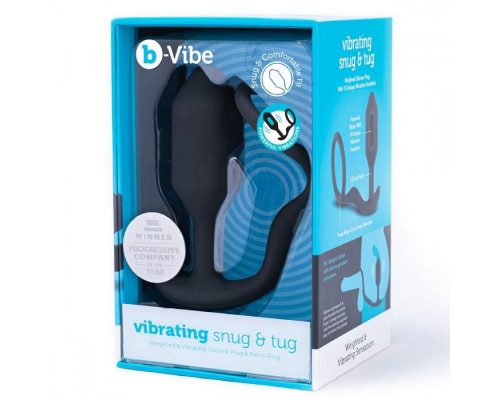 Заказать Черная анальная вибропробка с эрекционным кольцом Vibrating Snug   Tug M