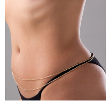 Стильная двойная золотистая цепочка на талию