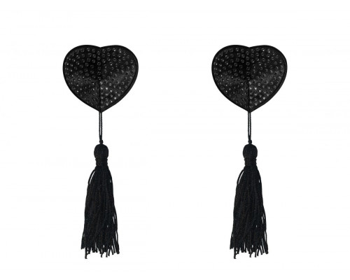 Заказать Черные пэстисы-сердечки Evans с кисточками