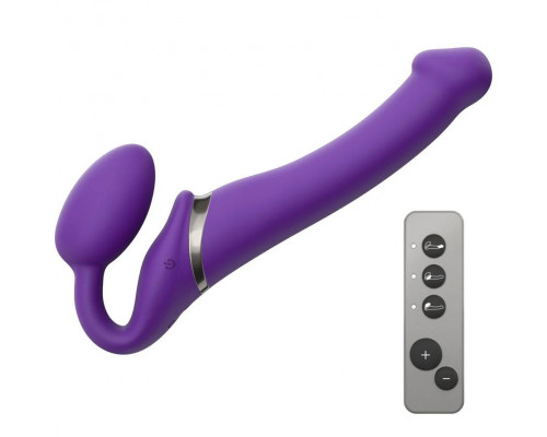 Заказать Фиолетовый безремневой вибрострапон Silicone Bendable Strap-On - size M
