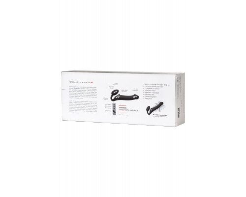 Заказать Черный безремневой вибрострапон Silicone Bendable Strap-On - size M