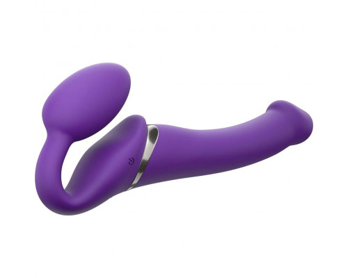 Заказать Фиолетовый безремневой вибрострапон Silicone Bendable Strap-On - size M