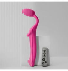 Ярко-розовый безремневой страпон Strap-on-me Vibrating Bendable Strap-On size XL