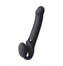 Черный безремневой вибрострапон Vibrating Bendable Strap-On - size L