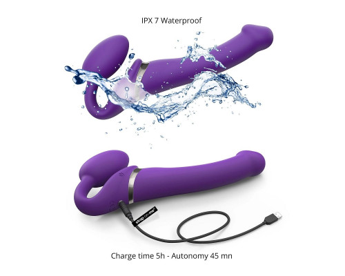 Заказать Фиолетовый безремневой вибрострапон Silicone Bendable Strap-On - size M