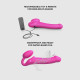 Ярко-розовый безремневой страпон Strap-on-me Vibrating Bendable Strap-On size XL