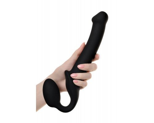 Заказать Черный безремневой страпон Silicone Bendable Strap-On M