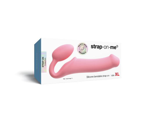 Розовый безремневой страпон Strap-on-me Semi-Realistic Bendable Strap-On size XL
